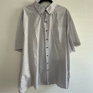 HB Mens Short Sleeve Button Up 3XL Blue Stripe with Pink Dot